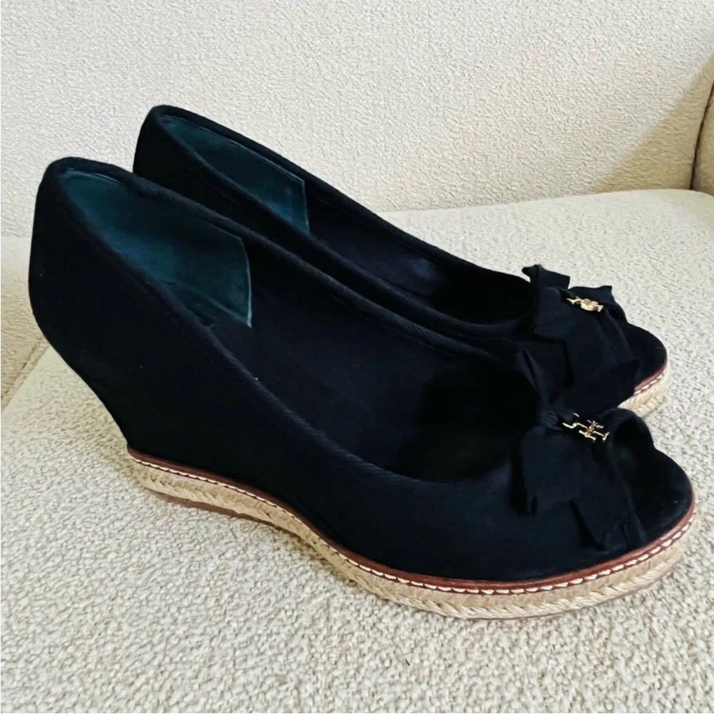 Tory Burch Open toe Jackie wedges.